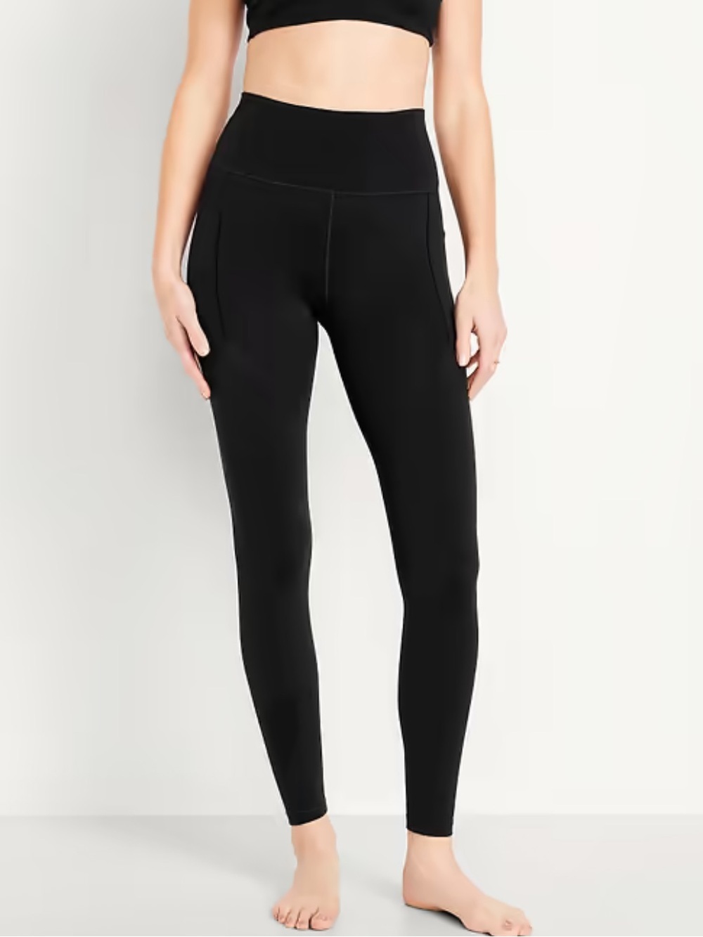 High-Rise Black Women's Active Leggings, Lycra adaptive fibre stretch